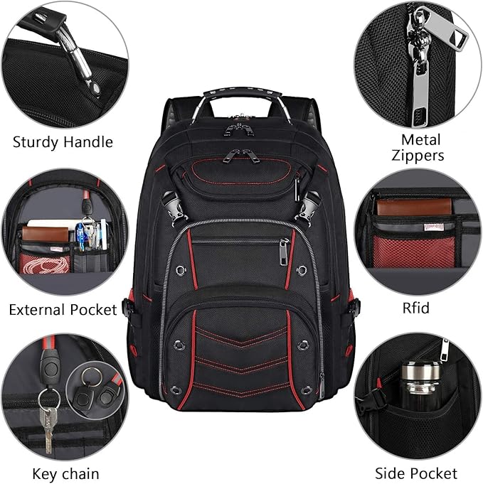 18.4 Laptop Backpack for Men, 55L Extra Large Gaming Laptops Backpack,TSA Friendly Flight Approved and RFID Anti-Theft Pocket, adult business xl backpack
