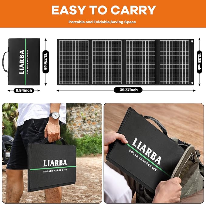 40W Solar Panels,Professional Solar Panel Charger,Foldable Solar Panels, Portable Solar Panel with USB Qc3.0/DC Port for Compatible with Power Station, Cell Phone,Outdoor Camping Van RV Trip