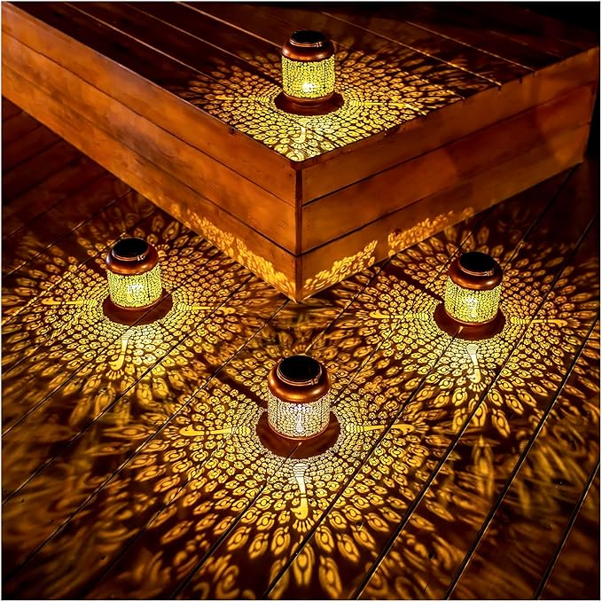 Peacock Solar Lanterns Outdoor Waterproof Hanging Solar Lights Peacock Gifts for Women/Men/Peacock Lovers Gifts Metal Decorative LED Peacock Lanterns for Garden Decor,Patio,Lawn,Pathway,Yard
