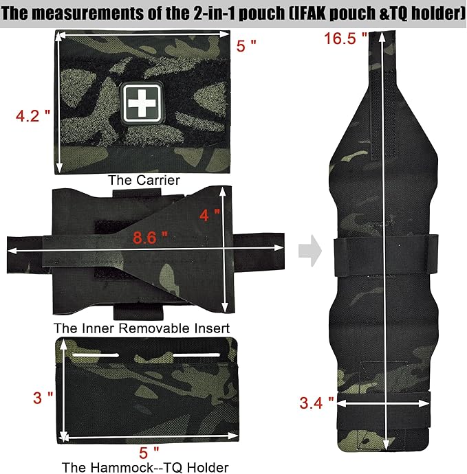 2-in-1 Micro Med Kit Med Pouch Tactical Mini First Aid Pouch Empty Small IFAK Pouch Compact Med Pouch EDC Bag with Tourniquet Holder |MOLLE Belt IFAK Micro Trauma Kit Pouch