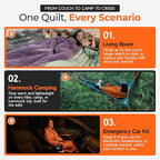 Sierra Madre Puffle 40 °F 5‑in‑1 Camping Quilt – Ultra-Soft Outdoor Blanket, Sleeping Bag, Under/Top Quilt, Poncho | Linkable, Compact, Adventure Gear