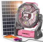10000mAh Solar Fan with LED Lantern, 10W Solar Panel Rechargeable Battery Powered Camping Fan for Outside, 9 Inch Portable Battery Operated Hurricane Supplies for Picnic, Barbecue, Fishing, Travel