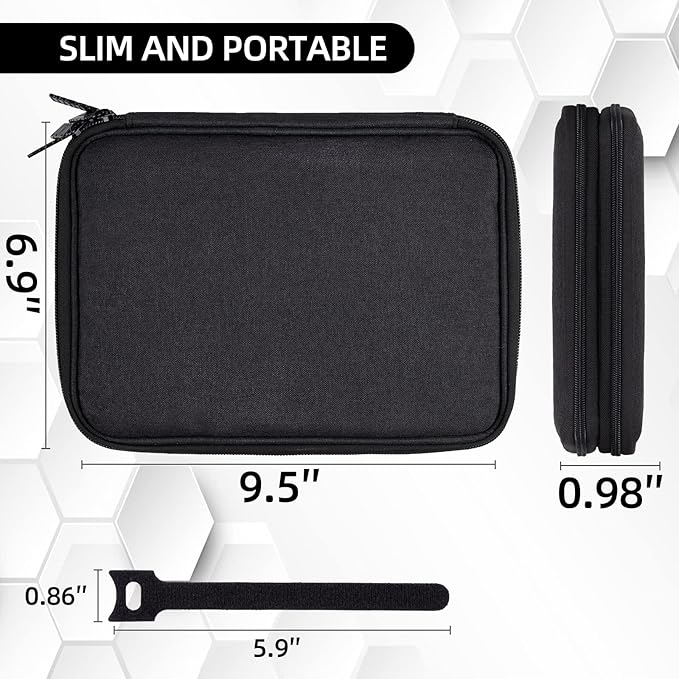 Electronics Organizer Travel Case Cord Cable Charger Organizer Bag Travel Accessories Essentials for Women Men Double Layers Tech Pouch with 5 Cable Ties for Phone Power Bank SD Card USB, Black