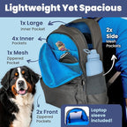 Dog Travel Bag for Supplies - Complete Dog Diaper Bag Backpack with 2 BPA-Free Travel Bowls, Treat Pouch, Food Container, Placemat & Laptop Sleeve – for Traveling, Road Trips, Hiking: Dk Grey