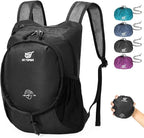 SKYSPER 15L Lightweight Small Hiking Backpack for Women Men, Foldable Travel Daypack, Packable Camping Backpack, Mini Outdoor Hiking Bag (Black)