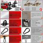 sprookber 304 Stainless Steel Pad Eye Snap Hooks, M10 Heavy Duty Ceiling Hooks, 1700lb Capacity Hammock Swing Hanging kit, Plant Hangers, Marine Hardware Staple Hook Loop with Screws, Set of 8(Black)
