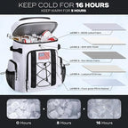 Maelstrom Backpack Cooler,Soft Lightweight Leakproof Cooler Backpack,35 Can Insulated Cooler Bag,Keeps 35 Cans Hot/Cold for Up to 16 Hours,Waterproof Lunch Bag for Men Women-White