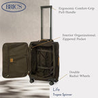 Bric's LIFE TROPEA 21-Inch Carry On Spinner - Luxury Luggage With Spinner Wheels - Away Luggage and Lightweight Carry on Suitcases with Wheels - Faux Suede - Olive