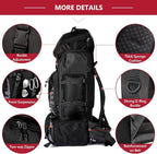 90L Hiking Backpack, Camping Travel Backpack with Rain Cover Lightweight Travel Daypack for Climbing Camping Touring (Black)