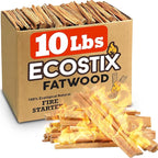 EasyGoProducts Approx. 120 Eco-Stix Fatwood Fire Starter Kindling Firewood Sticks 100% Organic Firestarter for Wood Stoves, Fireplaces, Campfires, Bonfires, Year Round, 10 Pounds