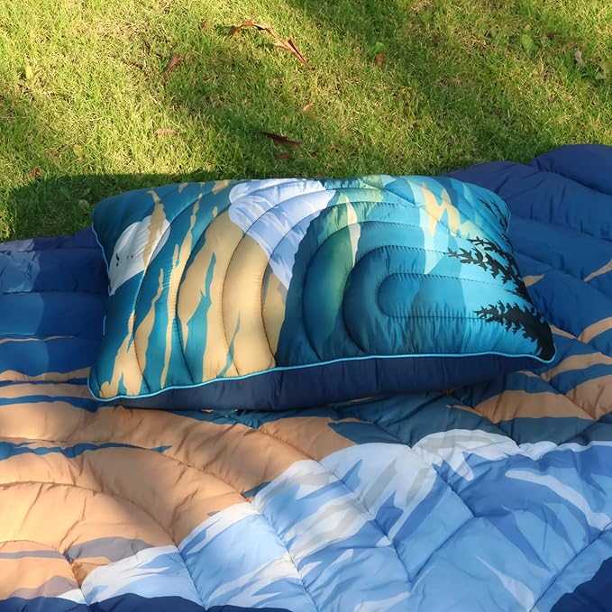 Camping Pillow,Supportive Compressible Travel Pillow Middle Size Lightweight Camp Pillow with Storage Bag for Camping,Hiking,Backpacking,Airplane