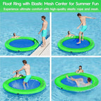 Round Floating Ring Inflatable Water Hammock Heavy Duty River Floats Lake Raft for Adults Tanning Pool Lounger Float Island Platform Pad Mat for Party