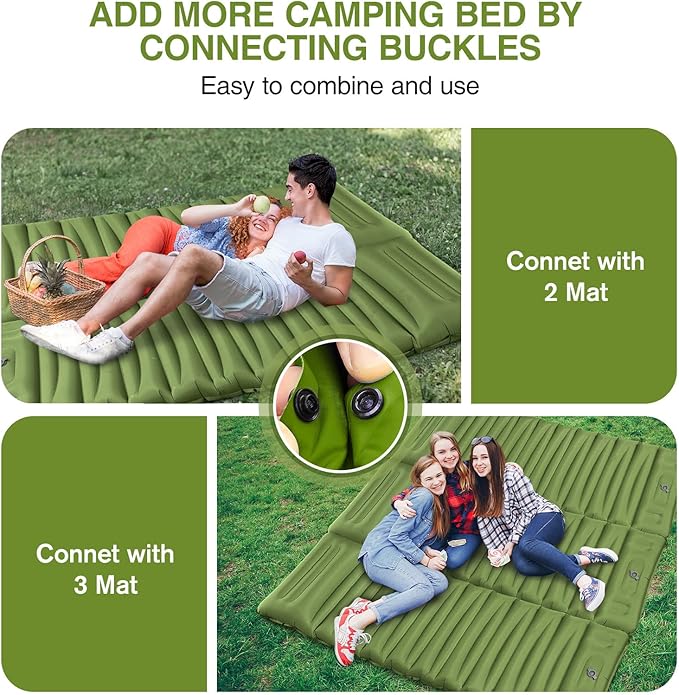 Sleeping Pad for Camping, 5" Extra-Thick Camping Mat with Pillow Built-in Foot Pump, Ultralight Inflatable Sleeping Mat for Camping, Backpacking, Hiking, Camp Tent