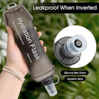 GYGYL Soft Flask, TPU Collapsible Soft Water Bottle for Hydration Pack, Running Vest, Leak-Proof Folding Water Bottle for Hiking Cycling Climbing Jogging-500ml Grey