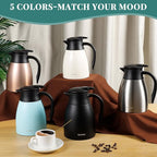 34 Oz Thermal Coffee Carafe, Stainless Steel Insulated Vacuum coffee crafts to keep coffee hot, 1 Liter Tea Water Coffee and Beverage Dispenser (Blue)