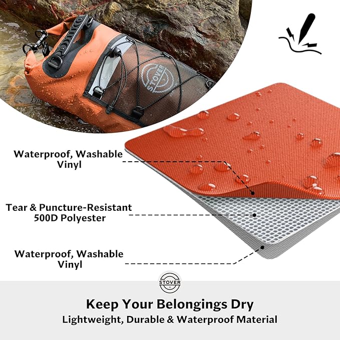 STOVER 5/10/25/30/40/55L Waterproof Backpack- Floating Dry Bag for Kayaking, Travel, Beach, Hiking, & Camping, Men/Women