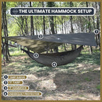 Onewind 11×10 ft Hammock Tarp, Lightweight Silnylon Hammock Rain Fly, 4000mm Waterproof 4-Season Multiple Shelter Solution Camping Tarp Tent with Complete Accessories, Dark Grey