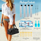 Rhino Valley Beach Tent Shade Canopy UPF50+ Protection, 8 Sandbags, 4 Stability Poles, Outdoor Sun Shelter Umbrella for Sand, Camping, Fishing Essentials