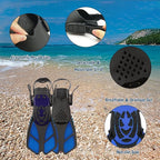 Kids Mask Fins Snorkel Set Snorkeling Packages, with Diving Mask, Snorkel, Adjustable Swim Fins, Mesh Bag, Anti-Fog Anti-Leak Snorkeling Gear for Kids for Snorkeling Swimming Diving