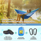 SZHLUX Camping Hammock Double & Single Portable Hammocks with 2 Tree Straps, Great for Hiking,Backpacking,Hunting,Outdoor,Beach,Camping,Dark Blue / Sky Blue