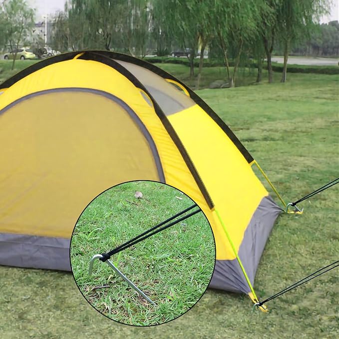 9 Inch Tent Stake Yard Inflatable Stakes Metal Tent Pegs Heavy Duty Ground Stake Fence Hooks Camping Spikes for Canopies, Tarp and Outdoor Christmas Decorations (60)