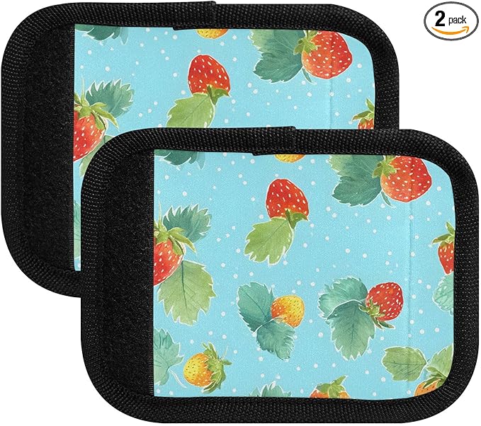 Strawberry Cyan Luggage Handle Wrap for Suitcase Luggage Tags Handle Covers Identifiers Soft Decorations Travel Accessories 2 Pack