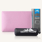 Travel Pillow Memory Foam Pillows, Camping Pillow-Compressible Medium Firm, Breathable Cover, Ideal Backpacking Hiking, Bed Pillows, Airplane and Car (Apricot Pink, S)