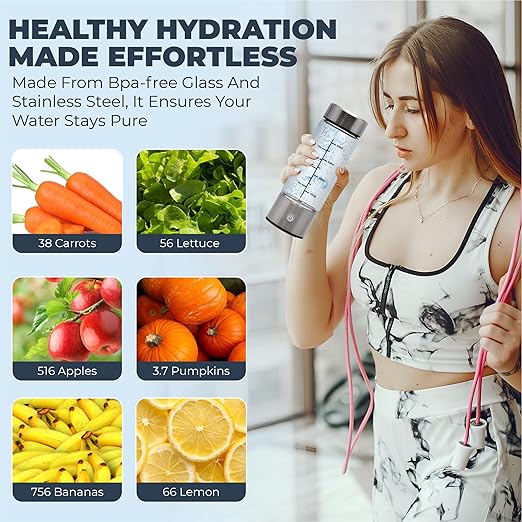 Flow Essence Hydrogen Water Bottle – Portable Molecular Hydrogen Generator with USB Charger – Wellness Hydration Solution for Home, Office & Travel