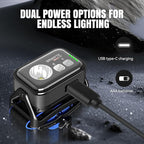 Brinyte HC01 1000 Lumen Rechargeable Headlamp, USB-C/AAA Dual Power, Red Light & 45H Runtime (Low Mode), Patented Adjustable Headband for Camping Hunting Hard Hat