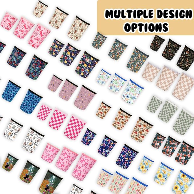 Reusable 3-Pack Iced Coffee Cup Sleeve, Insulated Neoprene, Beverage Holder for Iced Coffee, Durable Drink Sleeve for Cold Beverages, Sunflower Smile