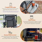 TIMBER RIDGE Heavy Duty Aluminium Heated Camping Chair with Compact Size, Portable Directors Chair Supports 400lbs with Side Table and Pocket for Camping, Lawn, Sports 2 Set(Power Bank not Included)