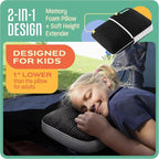 Kids Camping Pillow: Dual-Cover Memory Foam Small Pillow; Medium-Firm Camp Pillow | Mini Pillow w/ 5 Layers for Comfort and Support; Small Travel Pillow/Compact Pillow 10x16 Inches (Black)