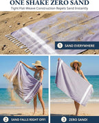 LANE LINEN Beach Towels 4 Pack Oversized - Turkish Towel Set, Pre-Washed Oversized Beach Towel, Quick Dry Beach Towels for Travel, Large Pool Towels, 39"x71" - Day Break