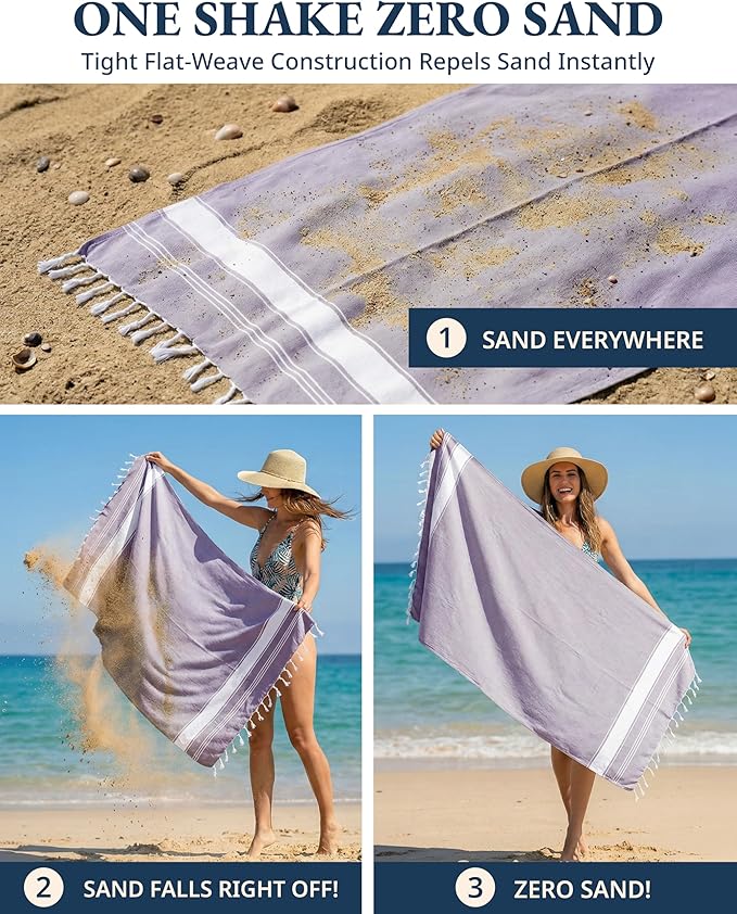 LANE LINEN Beach Towel 2 Pack - Pool Towel Oversized, Pre-Washed Extra Large Beach Towels, Sandless Beach Towel, Quick Dry Travel Towel, Large Pool Towels, 39"x71" - Day Break