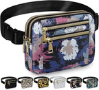 Capolo Fanny Packs for Women Fashion Waist Packs Bag with Adjustable Strap and 4 Zipper Pockets Waterproof Everywhere Crossbody Belt Bag for Workout Running Travelling(Watercolor Print)