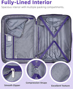 LARVENDER Carry on Luggage 22x14x9 Airline Approved, Expandable 20 Inch Hardside Suitcase with Wheels TSA Lock, PC+ABS Lightweight Carry on Suitcases for Women, Midnight Berry (20/DB/TB)