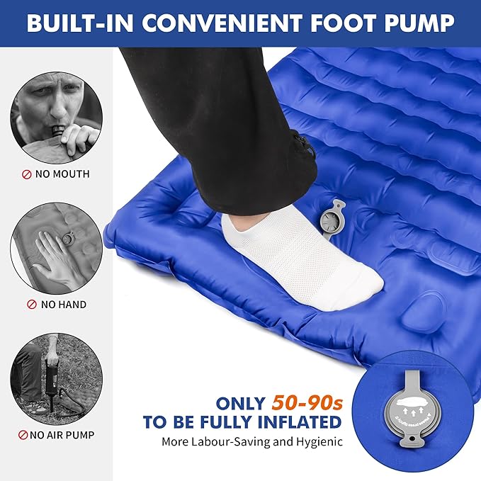 HiiPeak Strong Support Camping Mat, Inflatable Sleeping Mattress 3.9 Inch Thickness Sleeping Pad with Pillow, Quick Inflation Ultralight Portable Camping Sleeping Bed for Backpacking, Hiking, Picnic