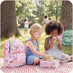 mommore Kids Backpack for Girls 4-8 with Lunch Box Elementary Kindergarten Preschool School Backpack 15'' Fit Folders Bottles, Pink Butterfly