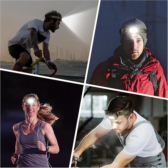 EverBrite Rechargeable Headlamp - 350 Lumens Head Lamp for Adults, 7 Modes with White/Red/Green Light, 30°Adjustable LED Headlight for Camping, Running, Hunting, and Hiking