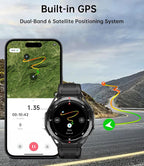 OUKITEL Smart Watch for Men GPS, 1.43" AMOLED Display, 5ATM Waterproof Military Watch, 150+ Sport Modes, Fitness Activity Tracke with Compass Pedometer Sleep Monitor Heart Rate, for Android iOS