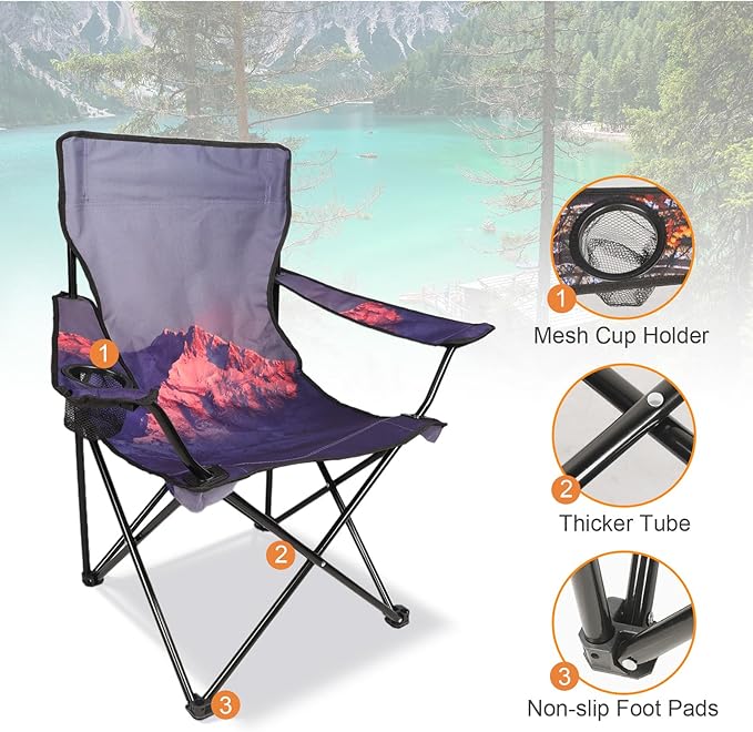 Northroad Camping Chair Portable Camp Chair, Folding Lawn Chair with Cup Holder for Outdoor Camping, Hiking, Travel, Patio, Beach, Picnics