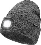 ATNKE LED Lighted Beanie Hat,USB Rechargeable 4 LED Running Headlamp Bright Cap with The Light Gifts for Men and Women