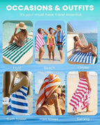 Antfuny 6 Packs Oversized 72x40 Inch Stripe Beach Towel Thin Set Extra Large XL Big Clearance Soft Super Pool Travel Bath Swim Camping Accessories Essentials Towels Bulk Men Women Adults Gift