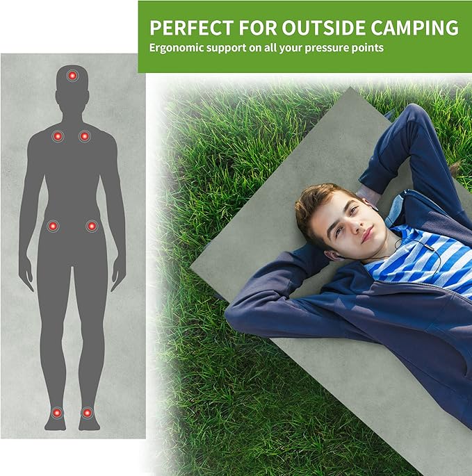 Memory Foam Camping Mattress Pad, Portable Sleeping Pad Roll Up Travel Mattress Waterproof Foldable Floor Cot Mattress Guest Bed for Sleepover