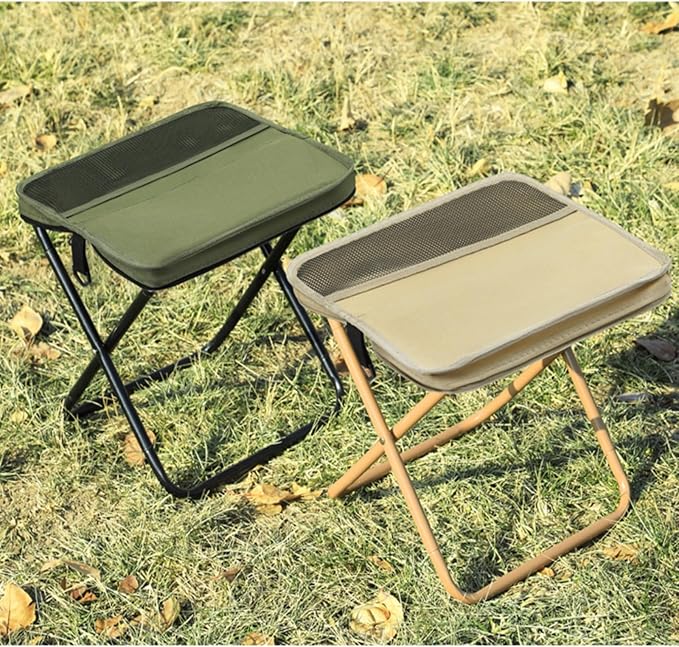 Portable Camping Stool and Folding Small Chair - Compact Folding Stool, Picnic Hiking Fishing Outdoor Footstool for Hiking and Trekking(Green,Medium)