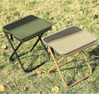 Portable Camping Stool and Folding Small Chair - Compact Folding Stool, Picnic Hiking Fishing Outdoor Footstool for Hiking and Trekking(Khaki,Large)