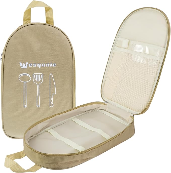 Camp Kitchen Organizer, Multi-Pocket Camping Cooking Utensils Bag, Waterproof Portable Storage for BBQ Outdoor Cooking Essentials