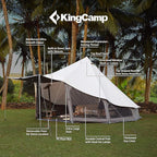 KingCamp Canvas Bell Yurt Tents, 4 Seasons Large Waterproof & Windproof Luxury Glamping Tent w/Stove Jack for Family Outdoor Camping, Hunting, Parties