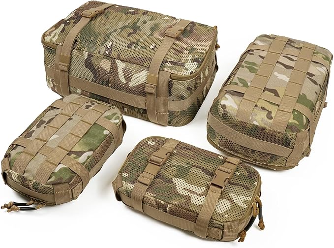 4 Set Tactical Packing Cubes ，Compressible Mesh Duffle Storage Bag,Portable Edc Molle Pouch Organizer.
