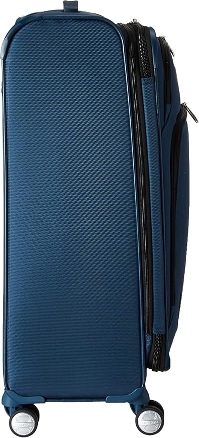 Samsonite Solyte DLX Softside Expandable Luggage with Spinner Wheels, Mediterranean Blue, Checked-Medium 25-Inch